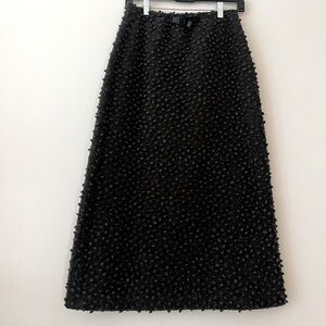 Vintage 1970’s Trocadero Paris pom knit‎ charcoal black skirt 24 inch waist